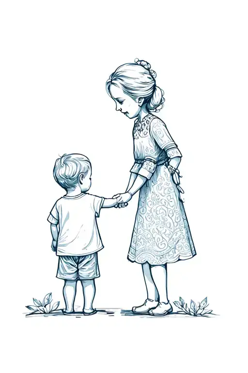 Grandma Memorial Tattoo With Grandchild Holding Hands