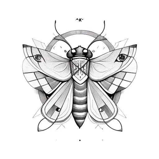 Moth With The Initials Keh Hidden In Both Wings