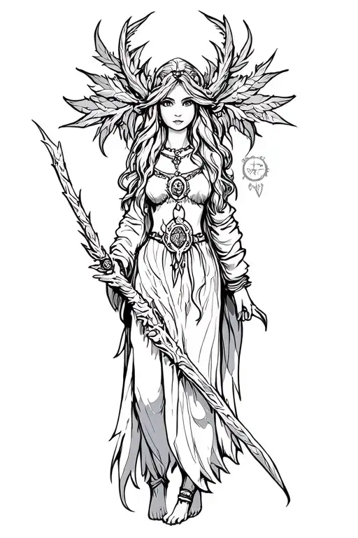 Cartoon Girl Druid
