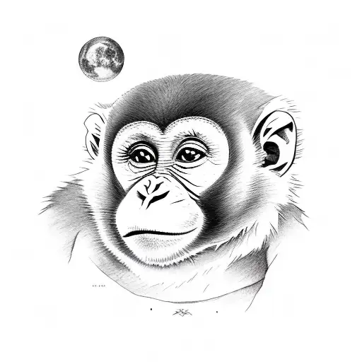Cute Monkey And Moon