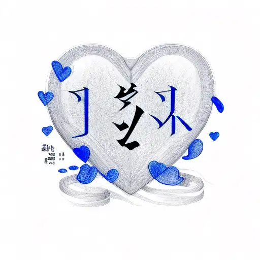 Korean Letters Blue Heart