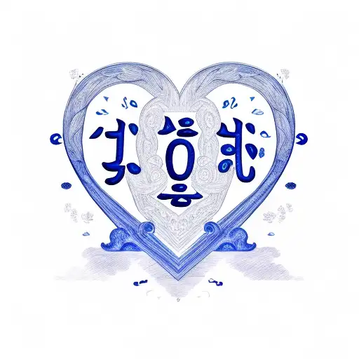 Korean Letters Blue Heart
