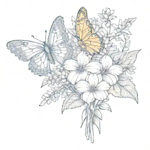 May Birth Flower Bouquet With Lavender And Butterfly