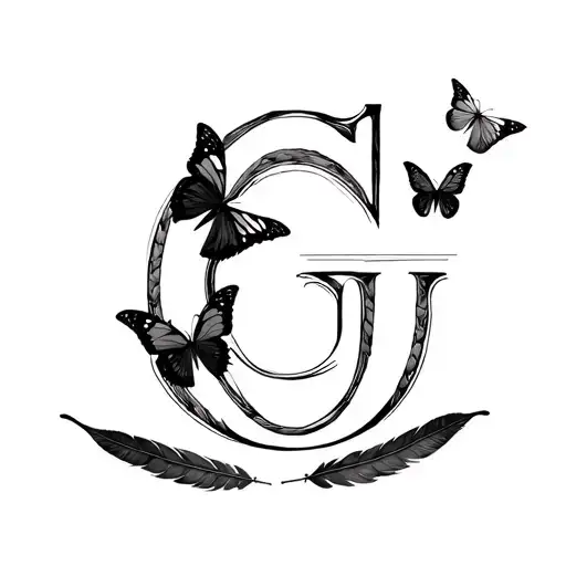 Letter G To The Power Of 3 With Butterflies And Black Feathers Somehow Incorporated
