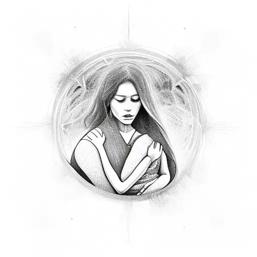 A Symbolic Representation Of A Mother And Daughter Transcending Darkness Together