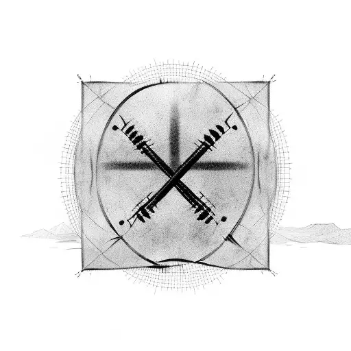 Simple Fully Black Cross Surrounded In Barbed Wire