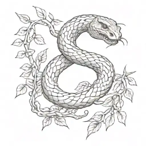 Fine Line Snake With Willow Branches
