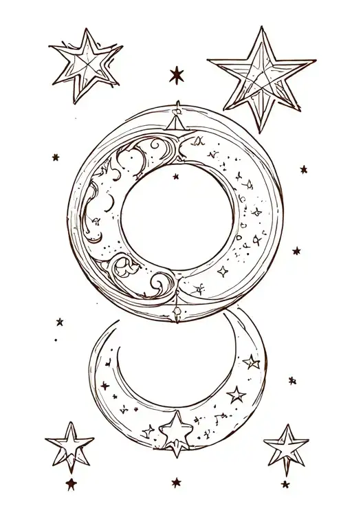 Two Tarot Cards Moon And Stars