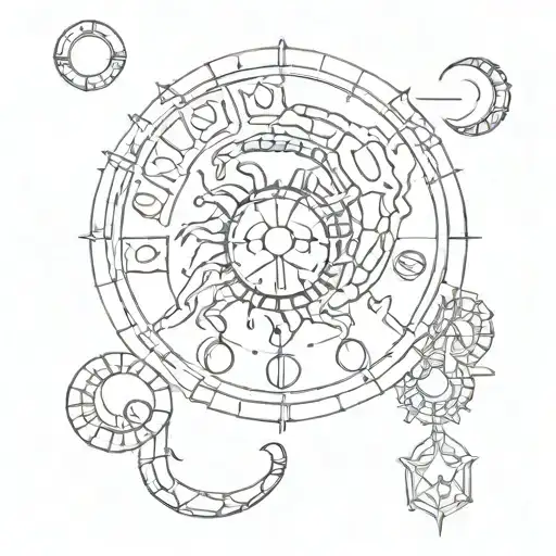 Scorpio Glyph With Sun And Moon Phases