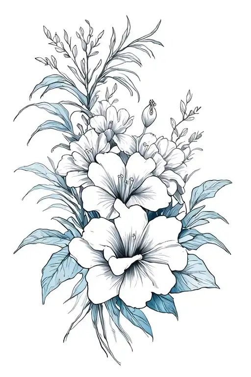 Hybicus Flowers With Hawaiian Sea Animals Mixed In