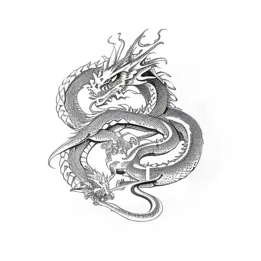 Dragon With Snake Through Hand