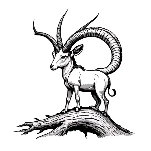 Capricorn On A Tree Trunk