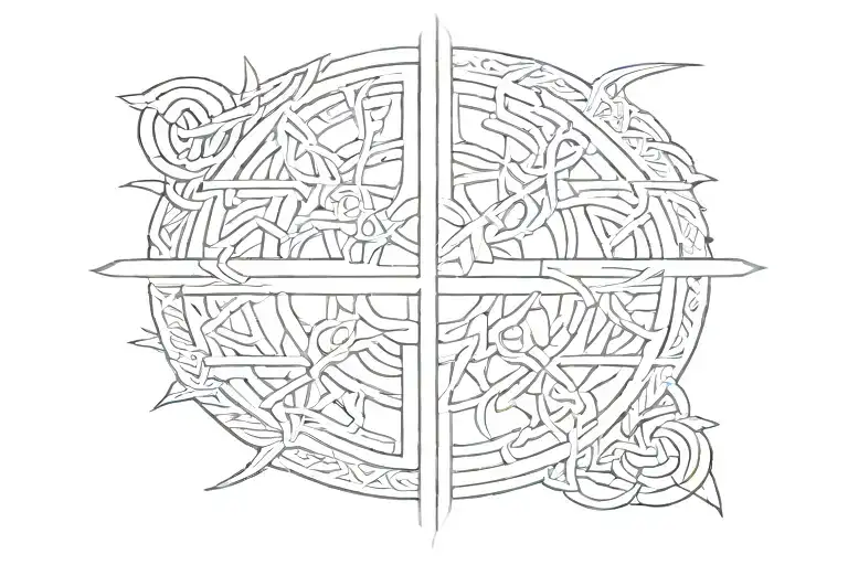Band Of Elder Futhark Runes Bordered With Simple Celtic Knot
