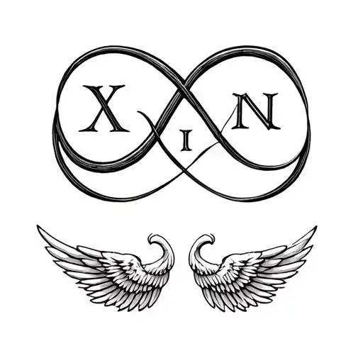 Roman Numeral 04-28-2009 With Infinity Symbol Before And After Numbers And Angel Wings Below