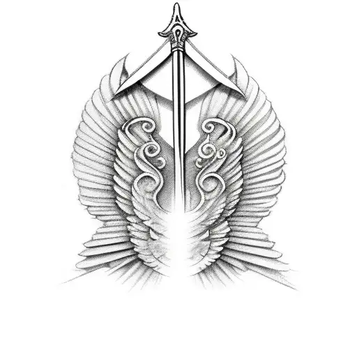 Sketch A Unique Sword With Angel Wings Design Inspired By Customer Service