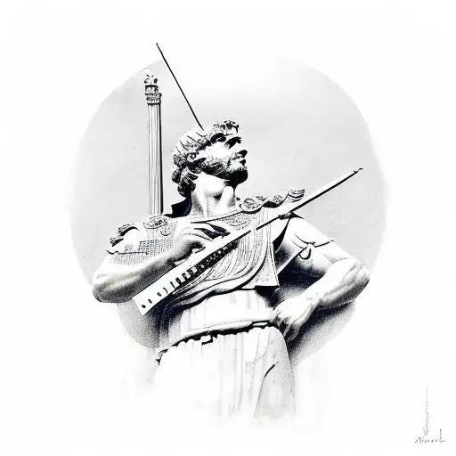 A Roman Statue Playing A Musical Instrument