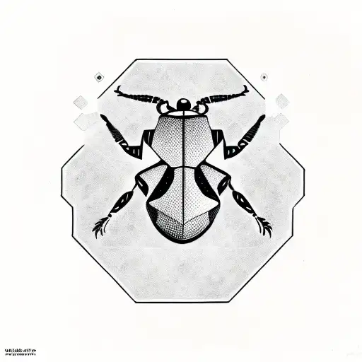Black Pharonic Very Simple Scarab With Hexagonal Touch