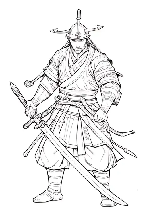 Samurai Warrior Wielding A Sword