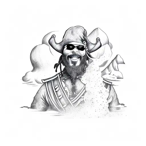 Happy Pirate With Volcano In The Background