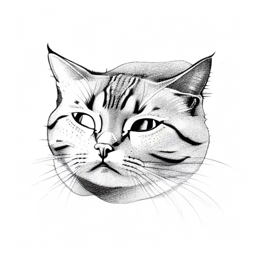 Sleeping Cat Face With Half Moon