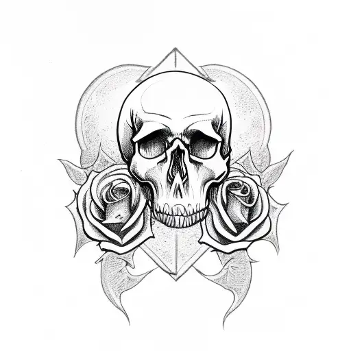 Skull With Roses Snakes And Spiders