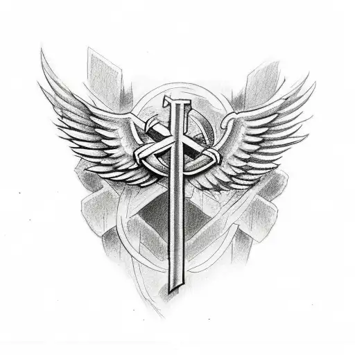 Christian Cross Tattoo With Wings