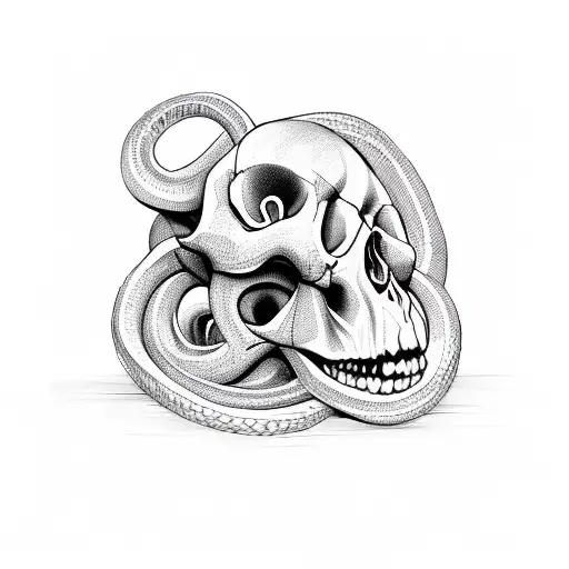 Snake Inside Of A Skull