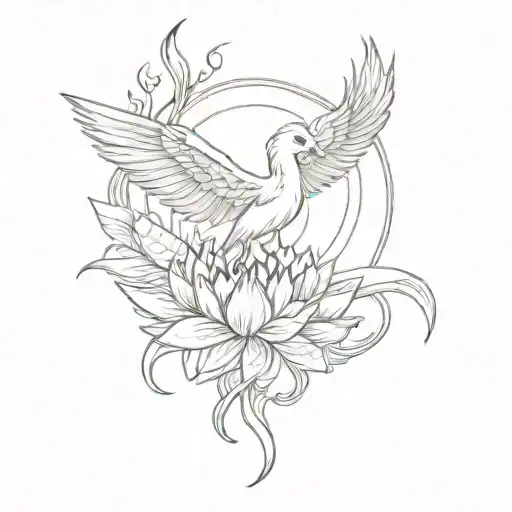 Phoenix Rising And Lotus Flower