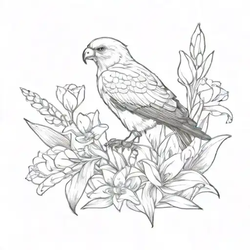 Marsh Harrier Bird And Freesias And Tulips Wrap