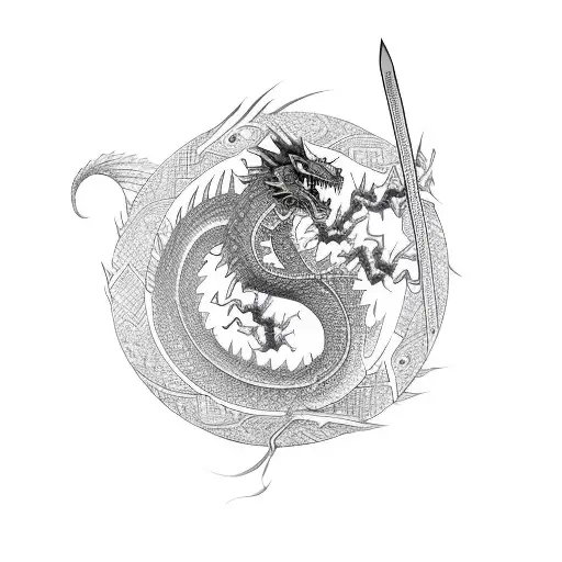 Katana With Japanese Dragon