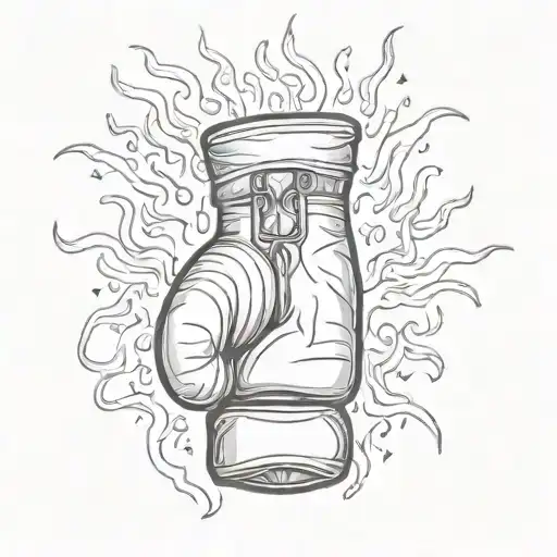 One Boxing Glove On Fire Flames