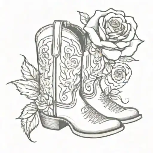 Cowboy Boots With Rose
