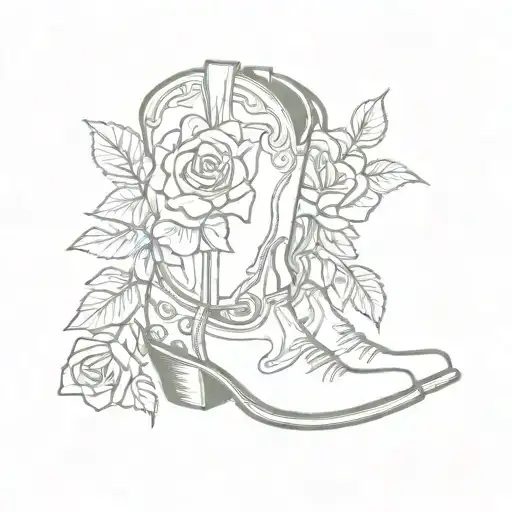 Cowboy Boots With Single Stem Rose