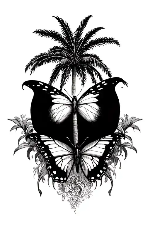 Palm Tree And Butterfly