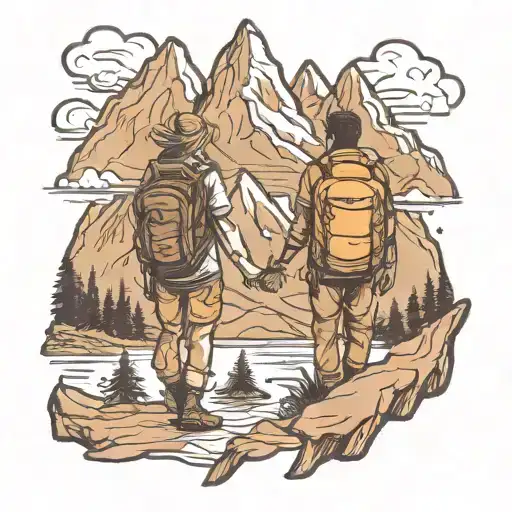 Mountains Hiking Camping Couple Holding Hands