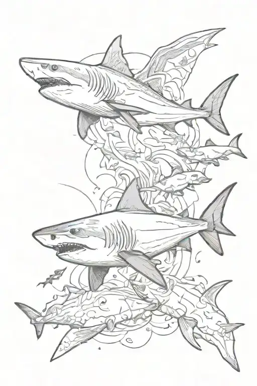 Shark And Bats Flying