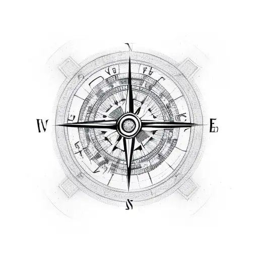 Half Compass And Half Clock With A Musical Note And Arrow