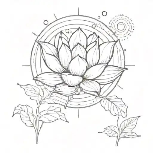 A Lotus Flower In Front Of A Risinng Sun