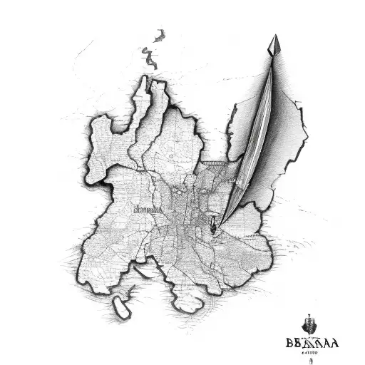 A Detailed Dagger Piercing Through A Map Of Belgium