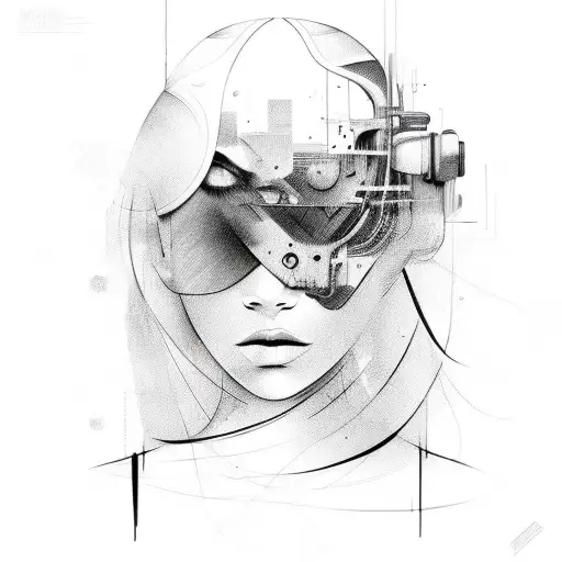 Abstract Design Of A Girl's Silhouette Formed By Car Parts