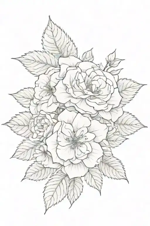 Hydrangea With Rose Growing