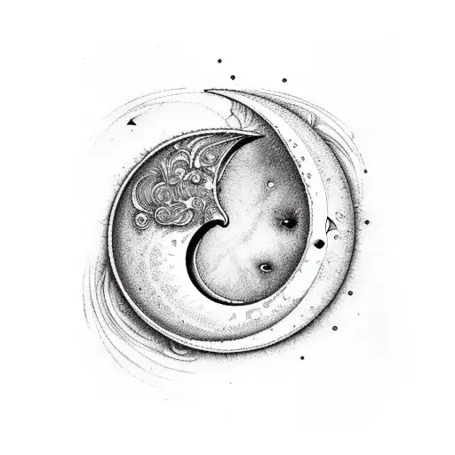 A Crescent Moon Made Up Of Intricate Renaissance Art Motifs