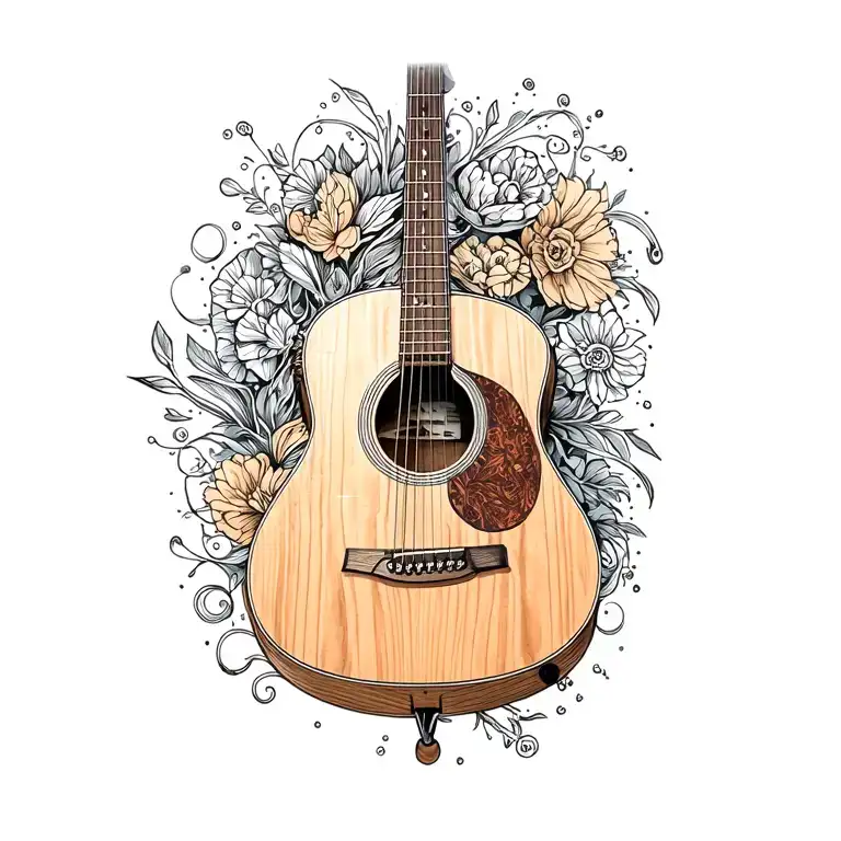 Beautiful Wood Acoustic Guitar