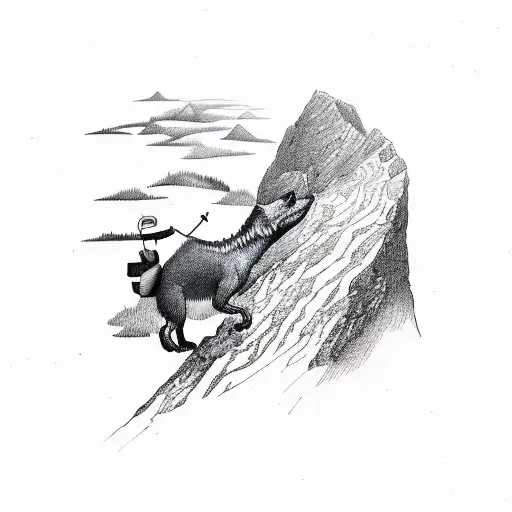 Animal Climbing Up A Mountain