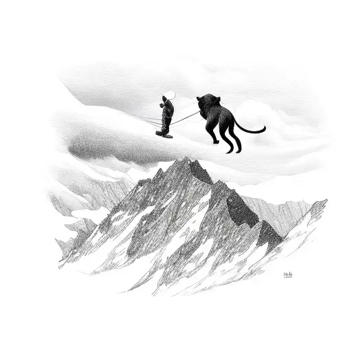 Animal Climbing Up A Mountain