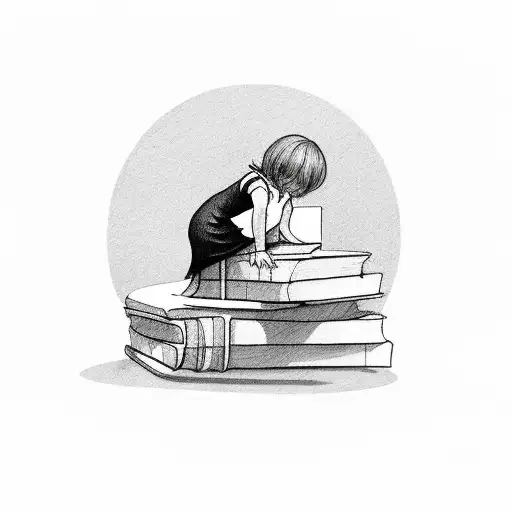 Small Simple Girl Sitting On A Book