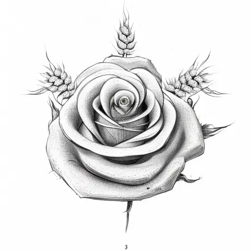 Wreath Of Wheat With A Rose In The Center