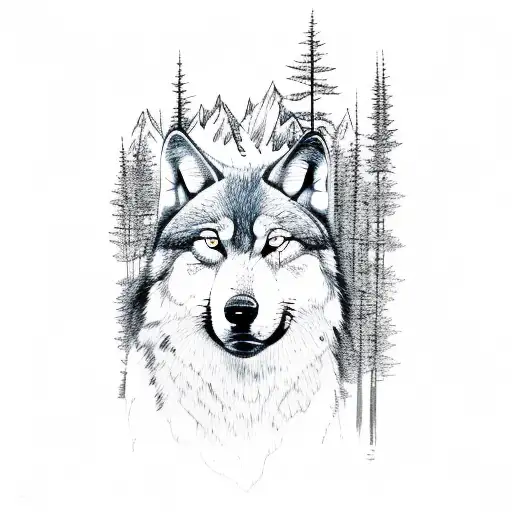 Forest With Wolf Sleeve