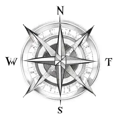 A Compass Rose Intertwined With A Coptic Cross