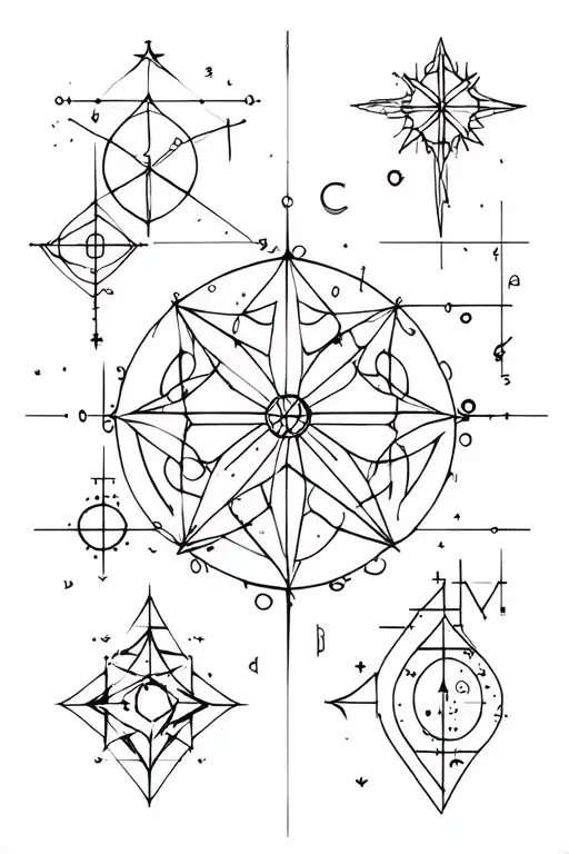 Geometric Witchy Symbols With Science And Math